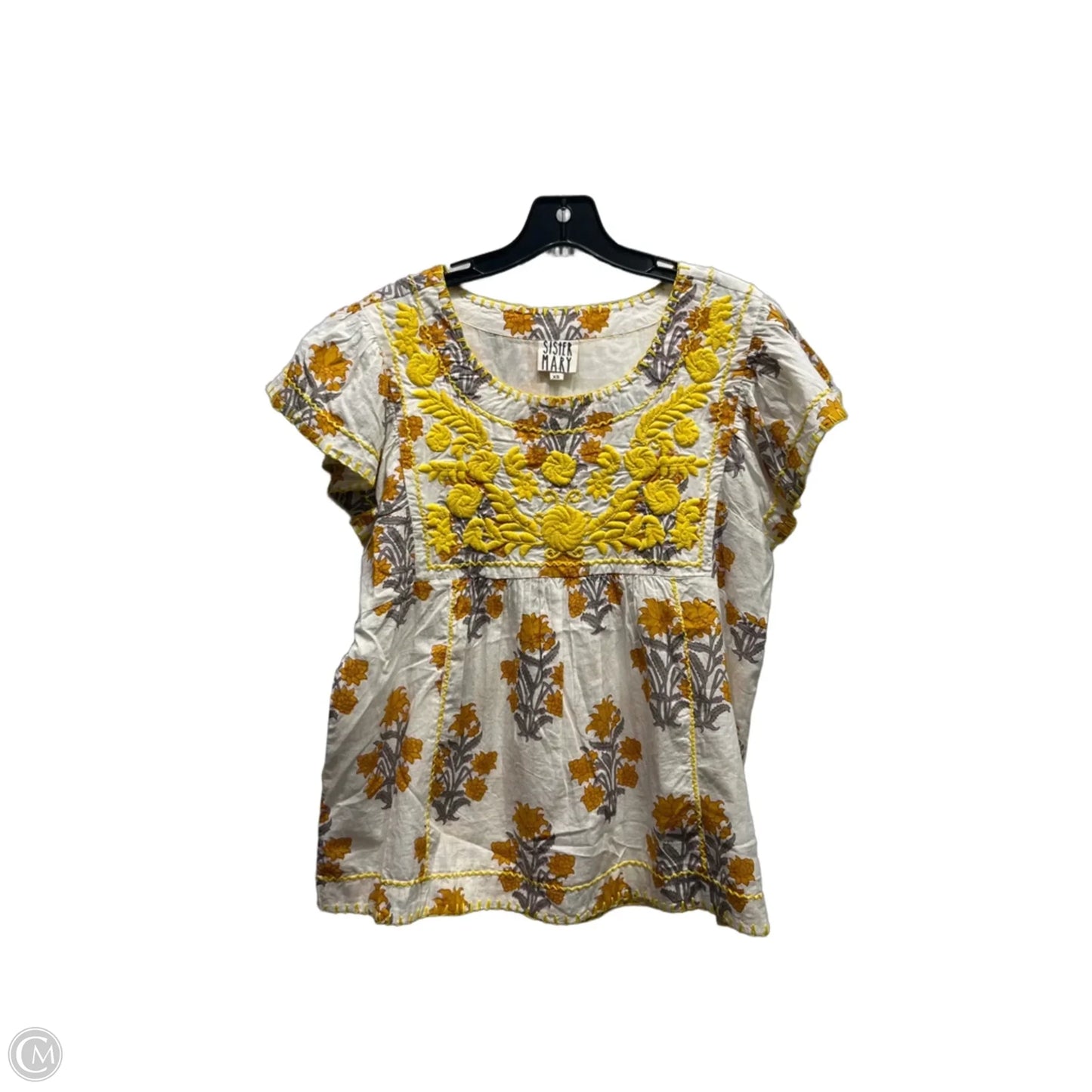 Top Short Sleeve By sister mary In Yellow, Size: Xs