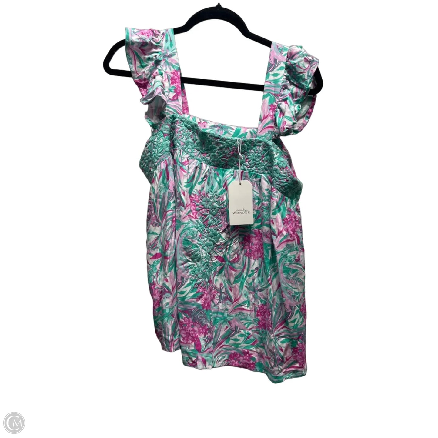 Top Sleeveless By Emily Wonder In Green & Pink, Size: S
