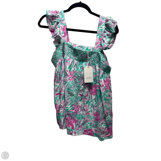 Top Sleeveless By Emily Wonder In Green & Pink, Size: S