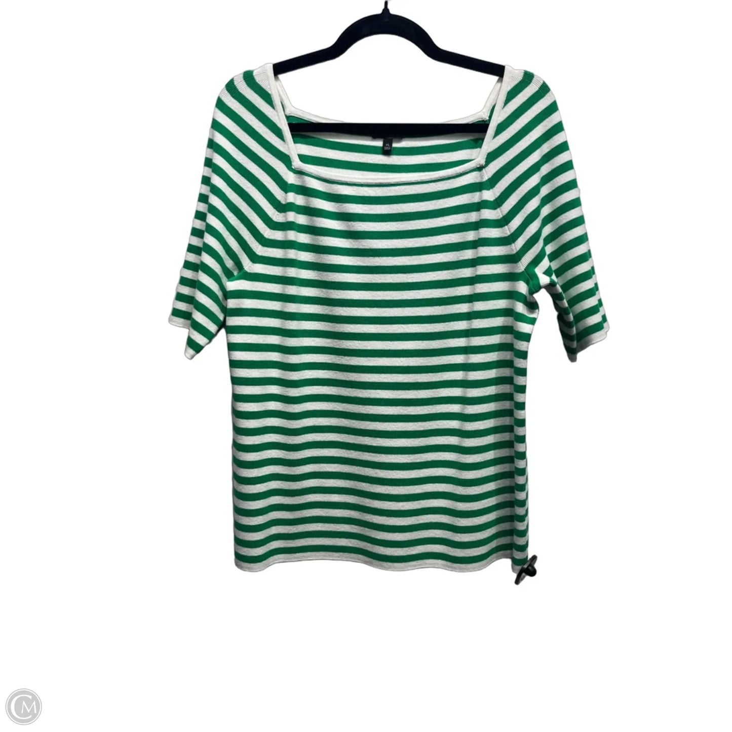 Top Short Sleeve By Talbots In Green & White, Size: Xl