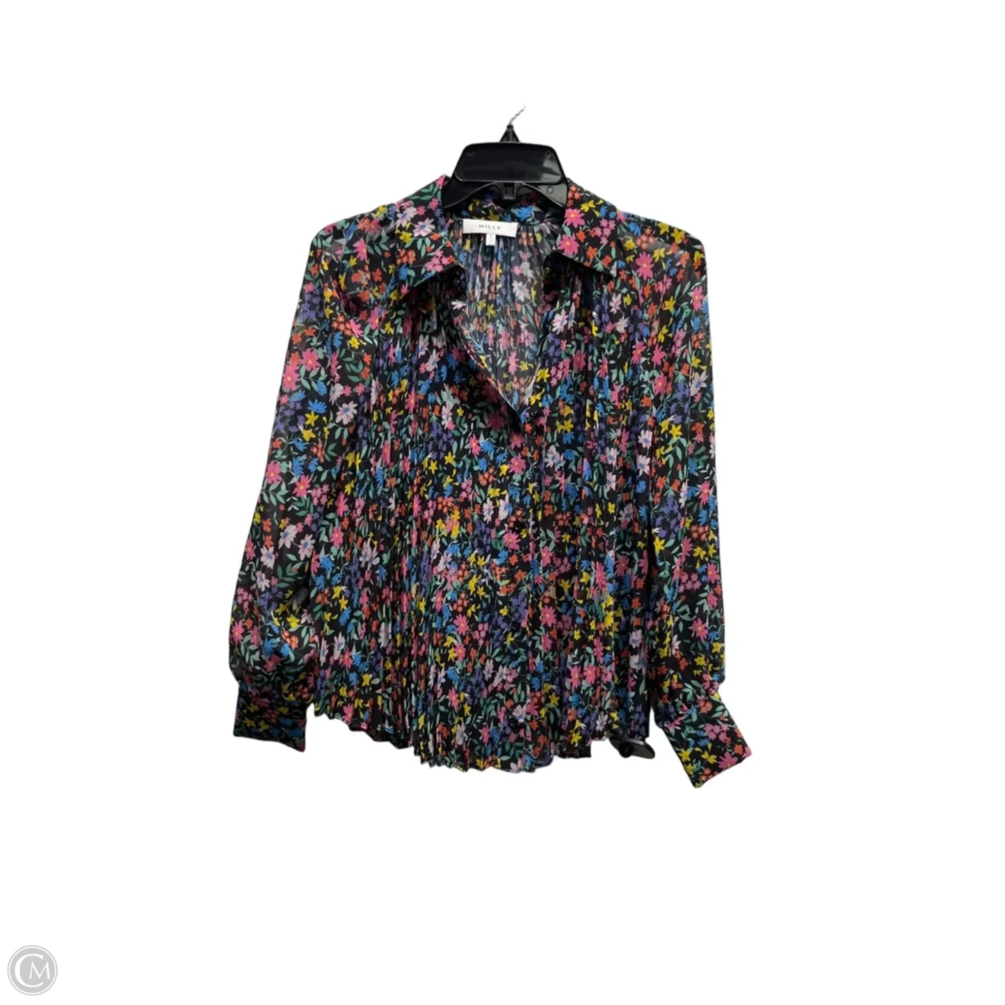 Top Long Sleeve Designer By Milly In Black & Pink, Size: Sp