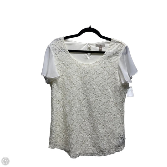 Top Short Sleeve By Roz And Ali In Cream, Size: M