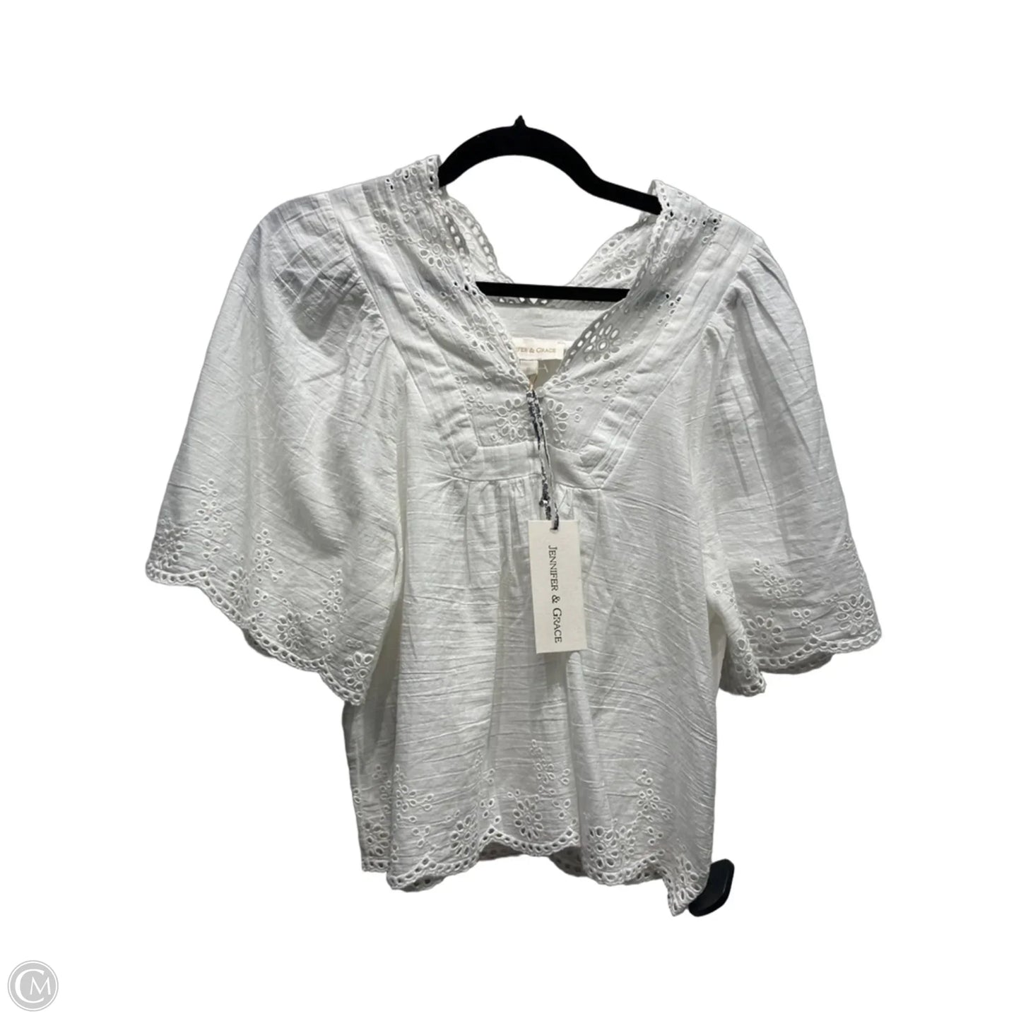 Top Short Sleeve By JENNIFER AND GRACE In White, Size: S