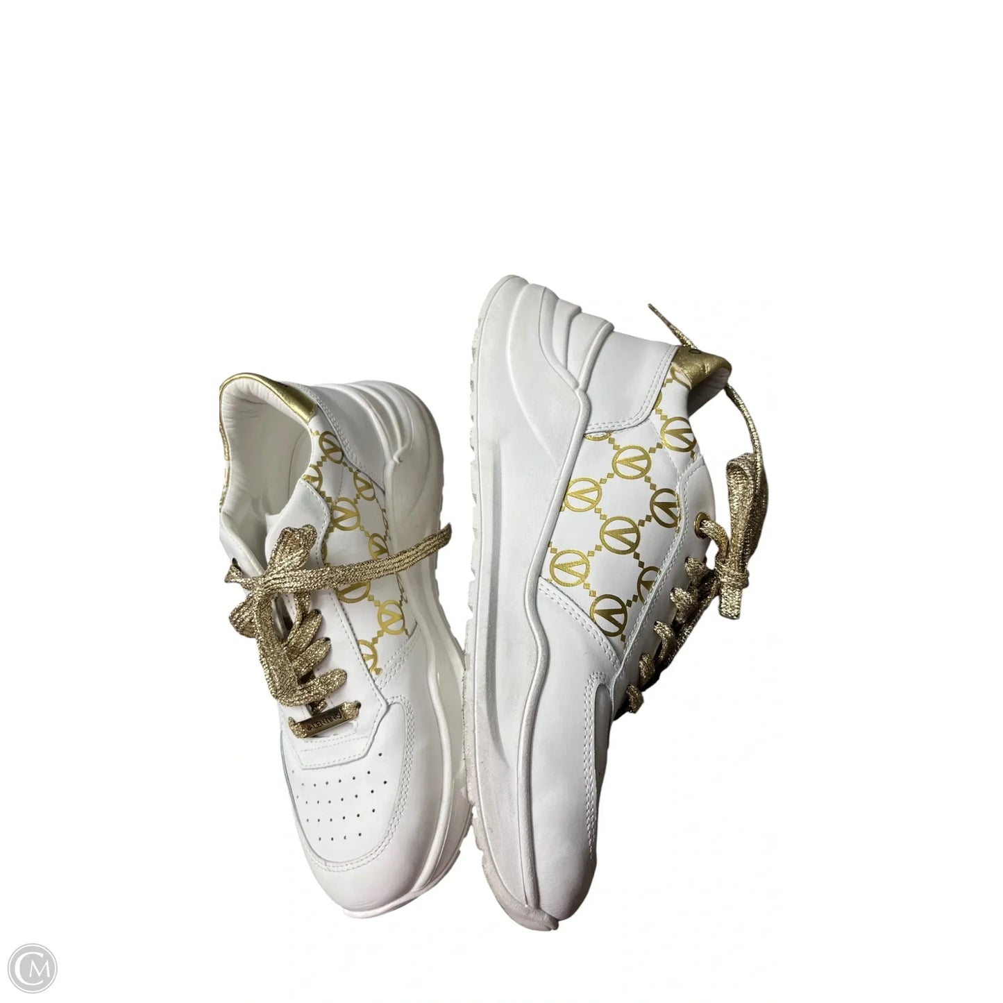 Shoes Designer By Valentino-mario In Gold & White, Size: 9.5