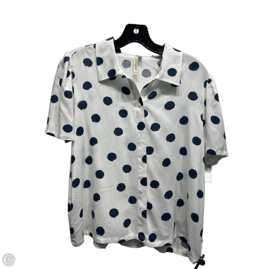 Top Short Sleeve By Grand And Greene In Blue & White, Size: S