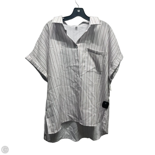 Top Short Sleeve By Clothes Mentor In Tan & White, Size: Xl