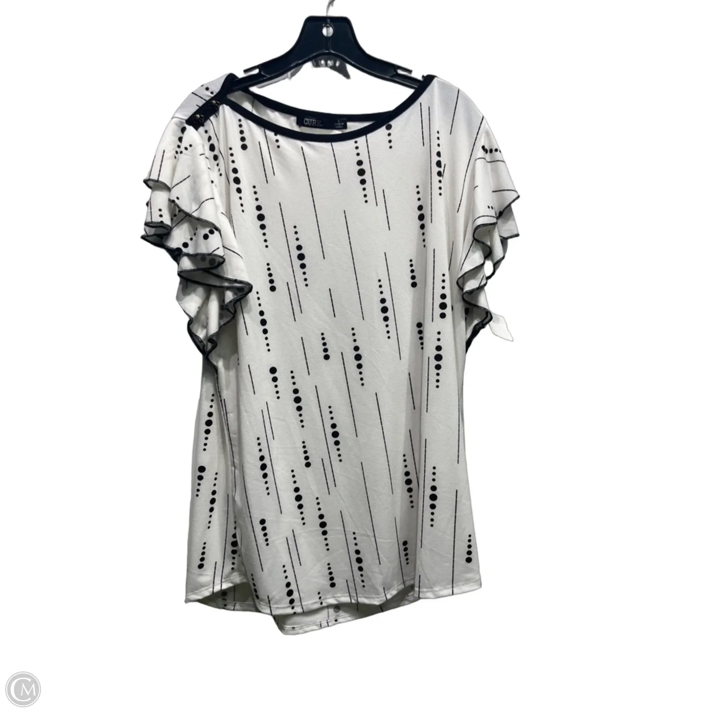 Top Short Sleeve By Cure In Black & White, Size: L