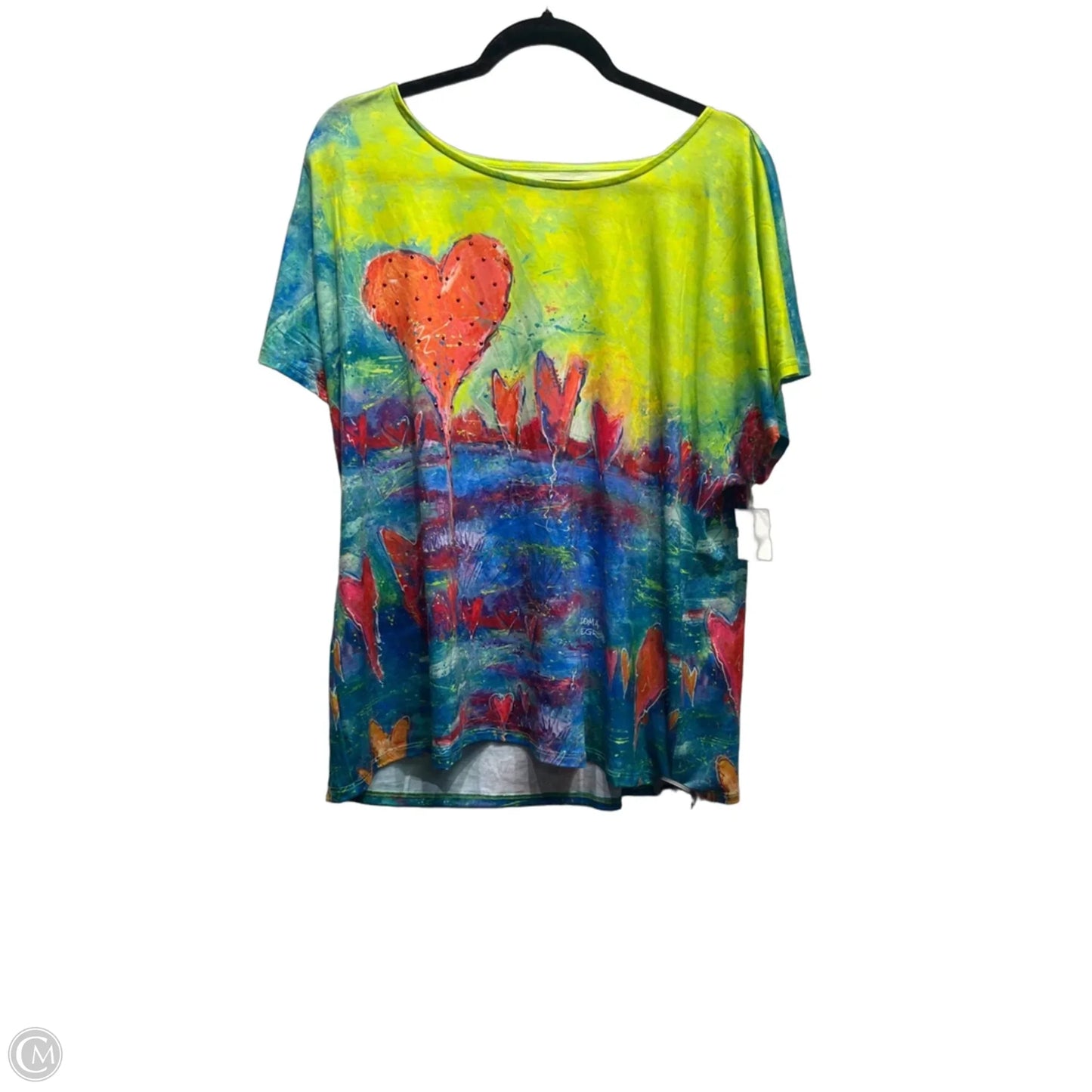 Top Short Sleeve By Leoma Lovegrove In Blue & Green, Size: Xl
