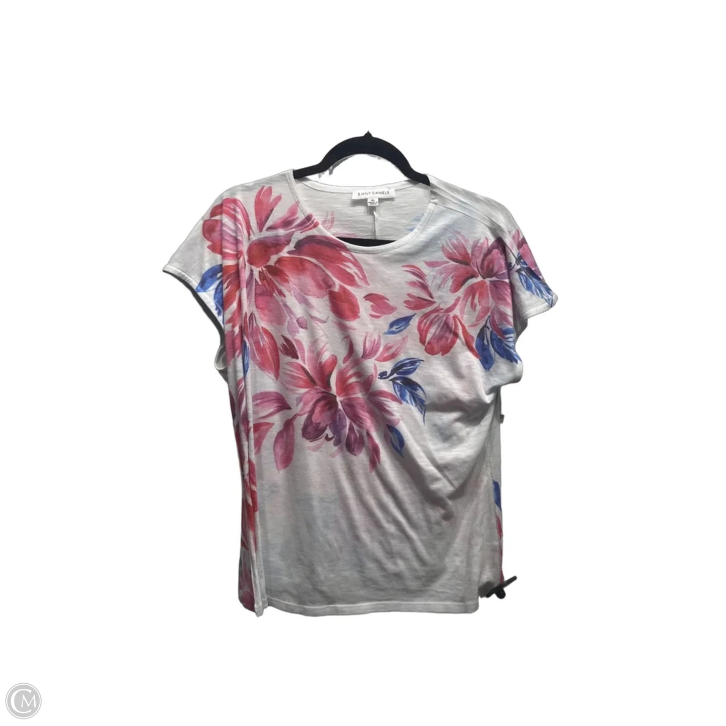 Top Short Sleeve By Emily Daniels In Pink & White, Size: Xl