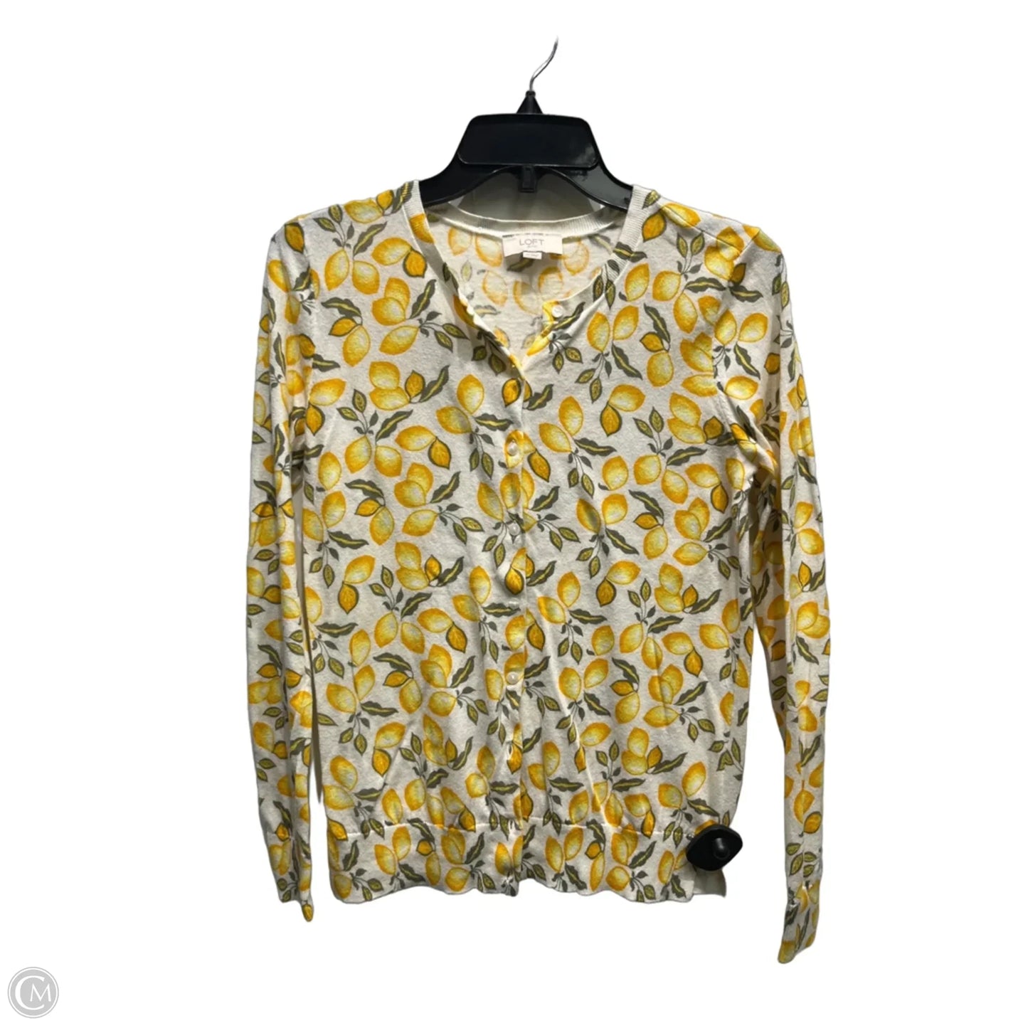 Sweater Cardigan By Loft In Green & Yellow, Size: Xs