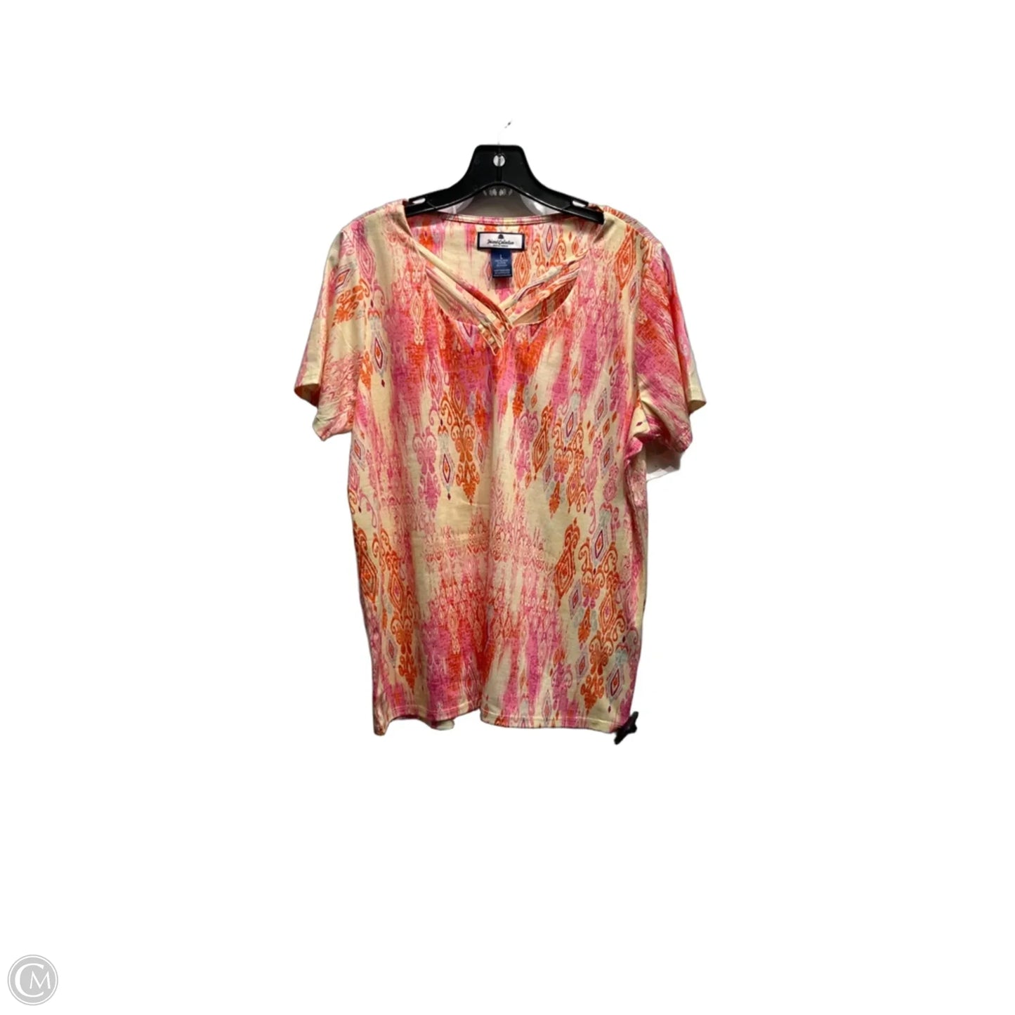 Top Short Sleeve By Stella Parker In Orange & Pink, Size: L