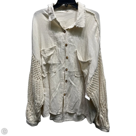 Top Long Sleeve By Pol In Cream, Size: L