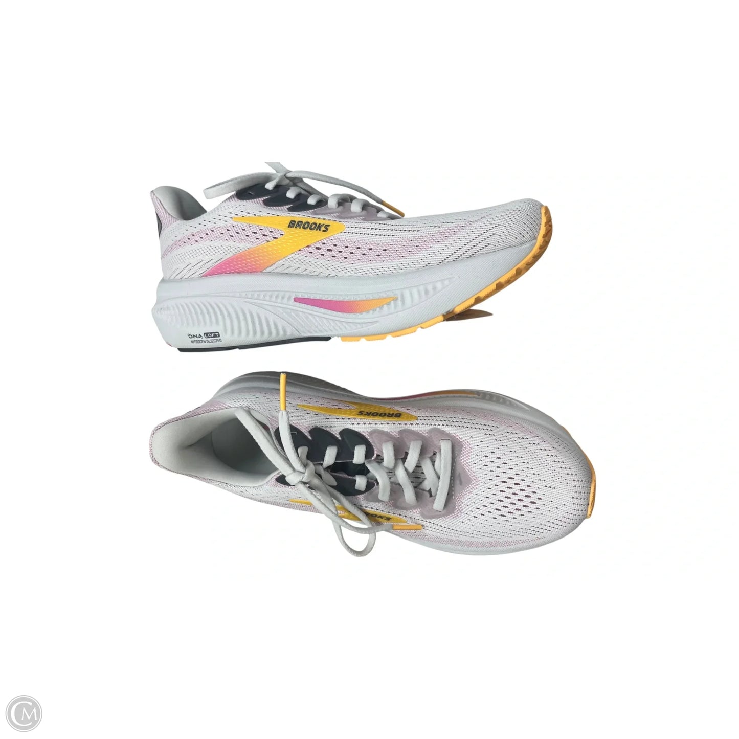 Shoes Athletic By Brooks In Pink & Yellow, Size: 7.5