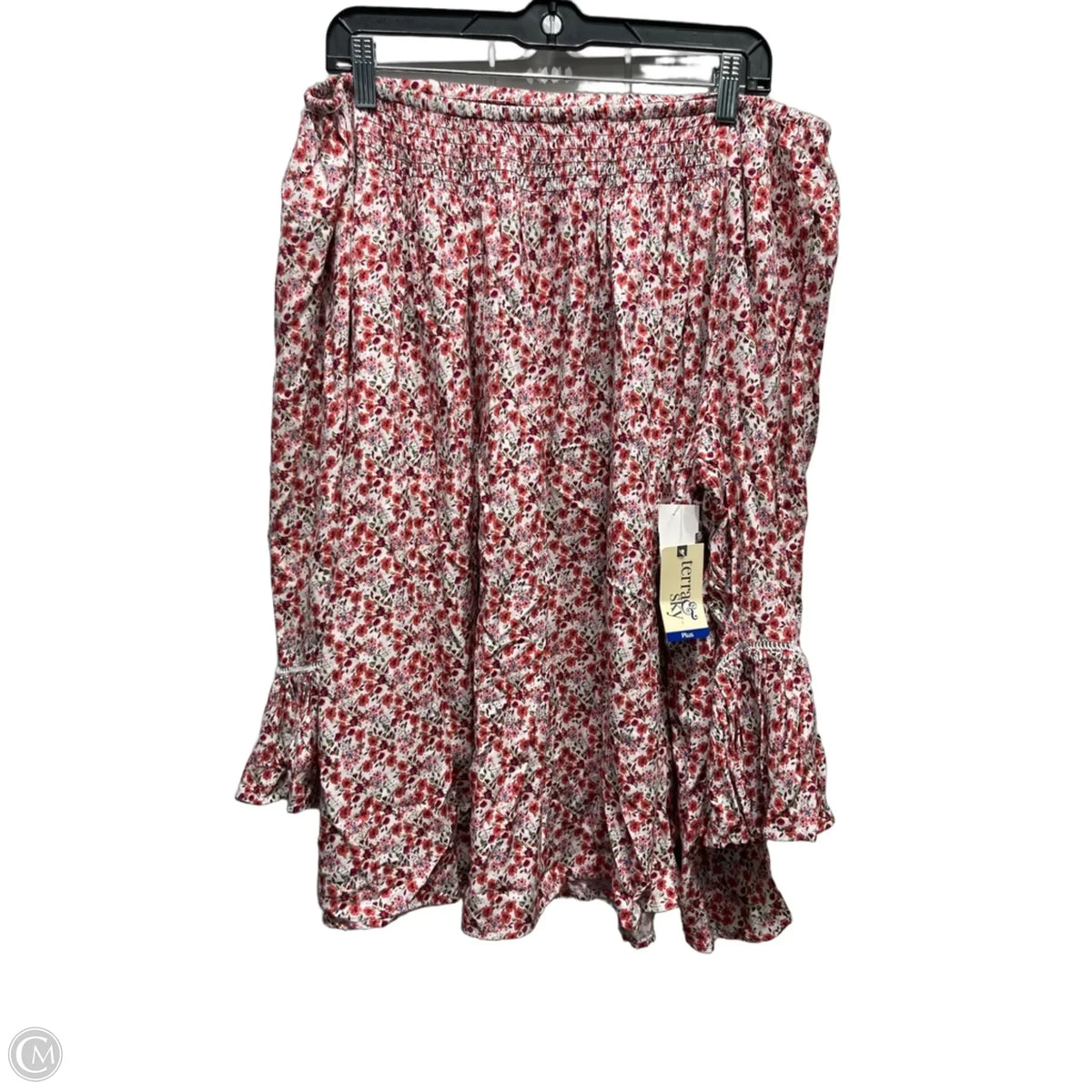 Top Long Sleeve By Terra & Sky In Red & White, Size: 2x