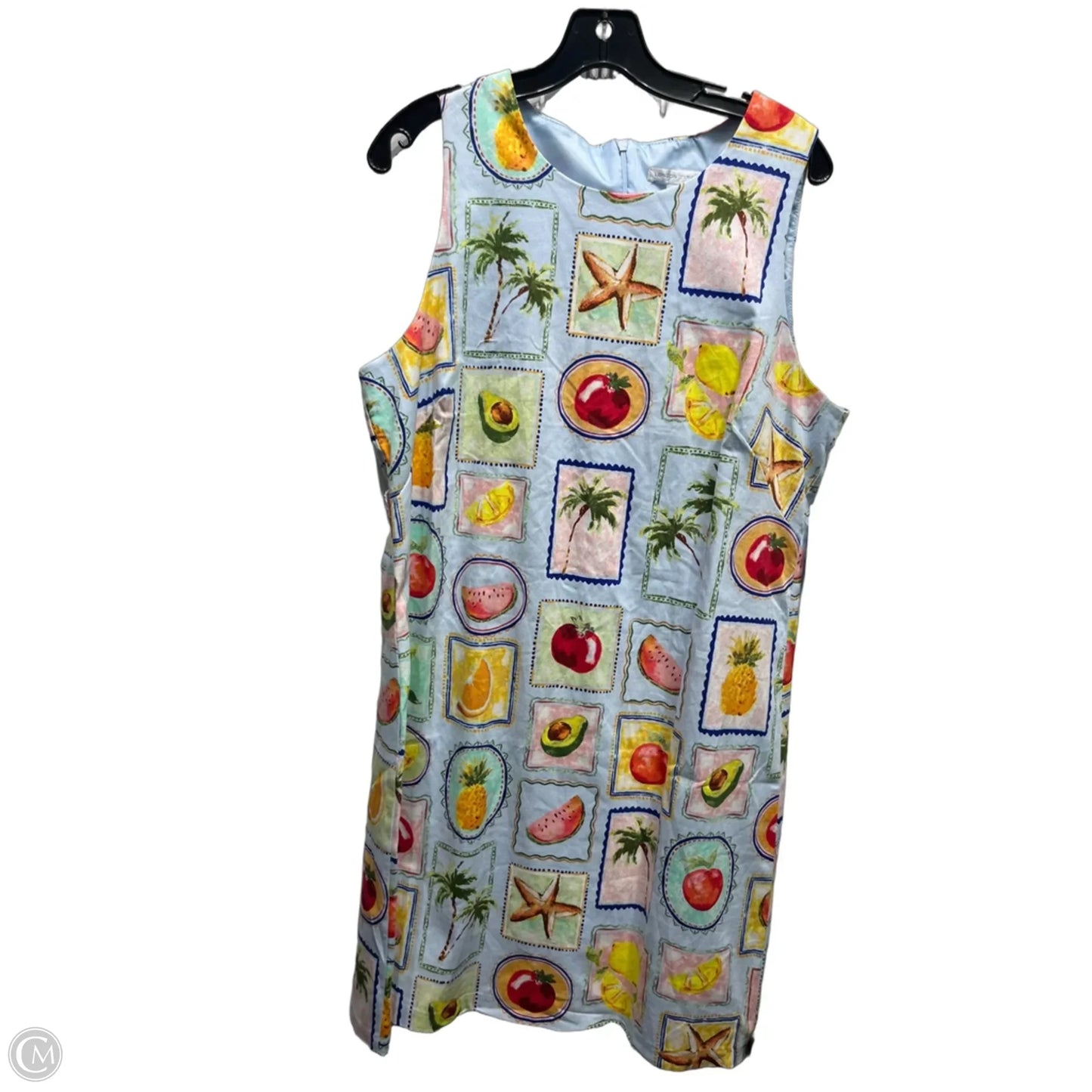 Dress Casual Short By London Times In Blue & Orange, Size: L