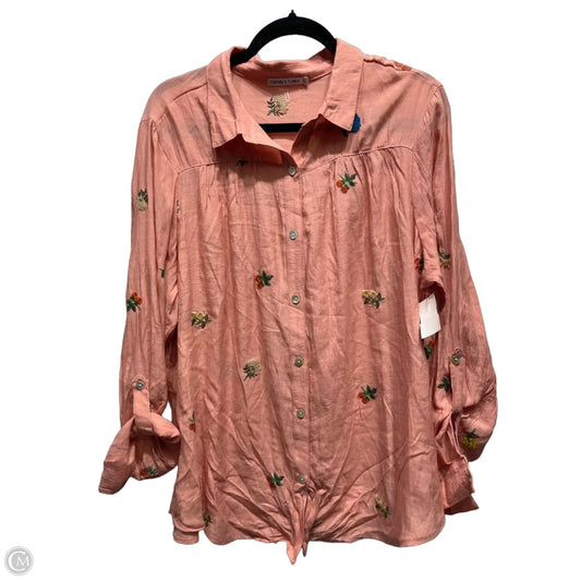 Top Long Sleeve By Figuero & Flower In Pink, Size: Xl