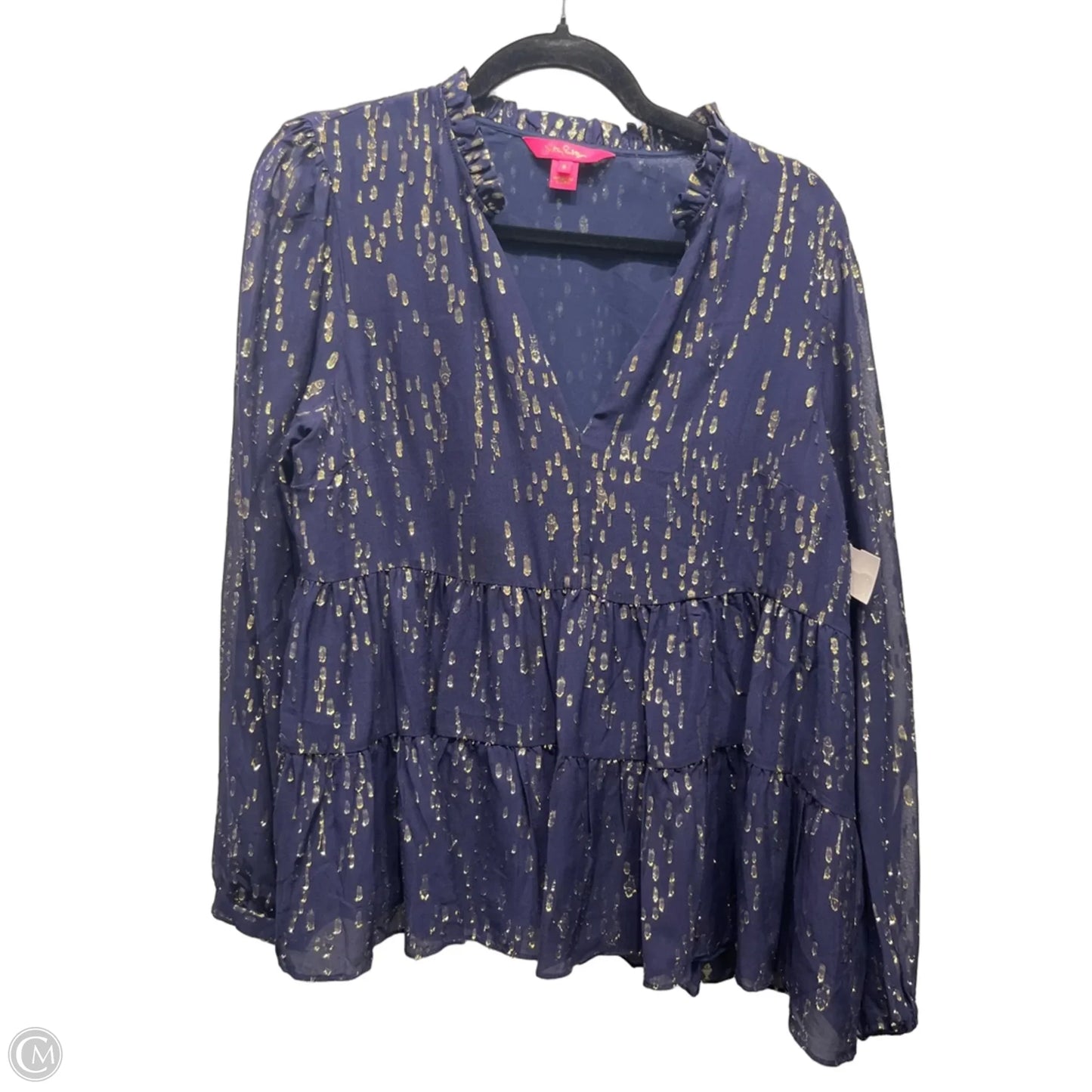 Top Long Sleeve Designer By Lilly Pulitzer In Navy, Size: 8