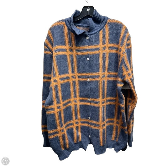 Sweater Cardigan By Clothes Mentor In Blue & Orange, Size: L