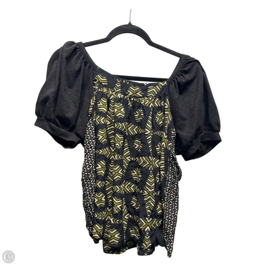 Top Short Sleeve By Maeve In Black & Green, Size: M