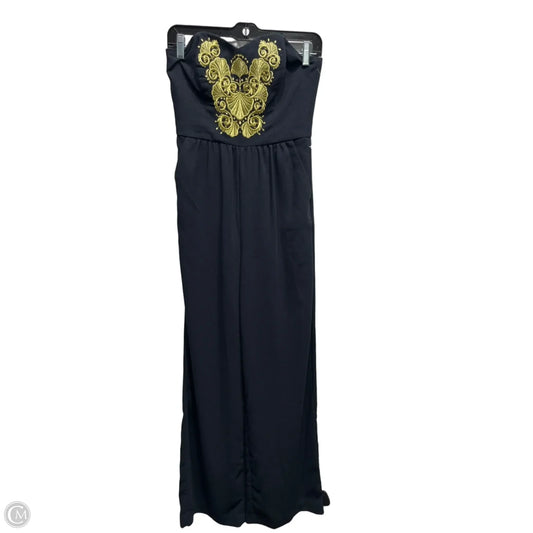 Jumpsuit Designer By Lilly Pulitzer In Black & Gold, Size: 0
