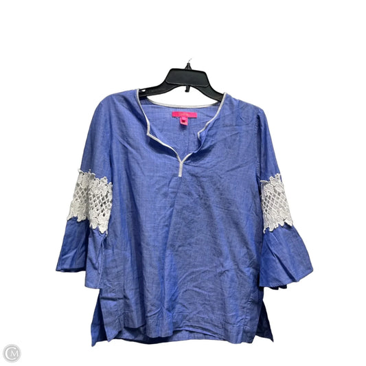 Top Long Sleeve Designer By Lilly Pulitzer In Blue, Size: S