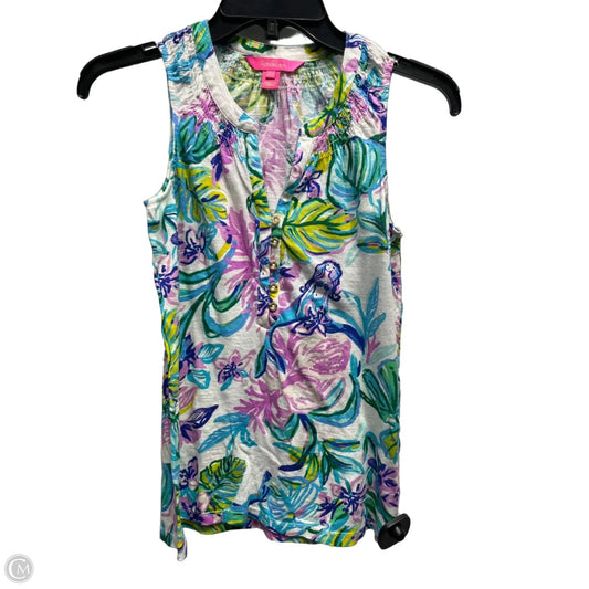 Top Sleeveless Designer By Lilly Pulitzer In Green & Purple, Size: Xxs
