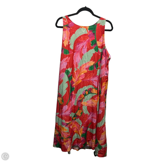 Dress Casual Maxi By Chicos In Green & Pink, Size: Xl