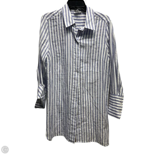 Top Long Sleeve By Tribal In Blue & White, Size: M