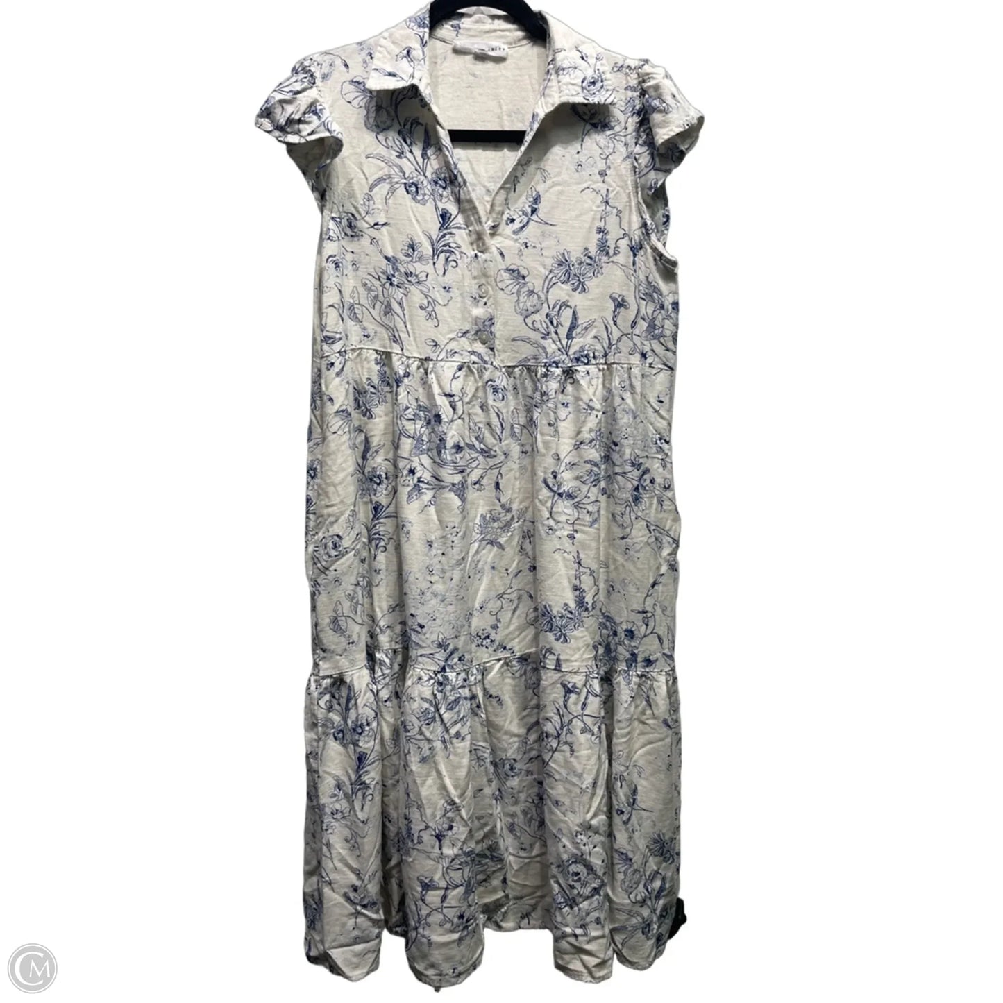 Dress Casual Midi By Jane And Delancey In Blue & White, Size: L