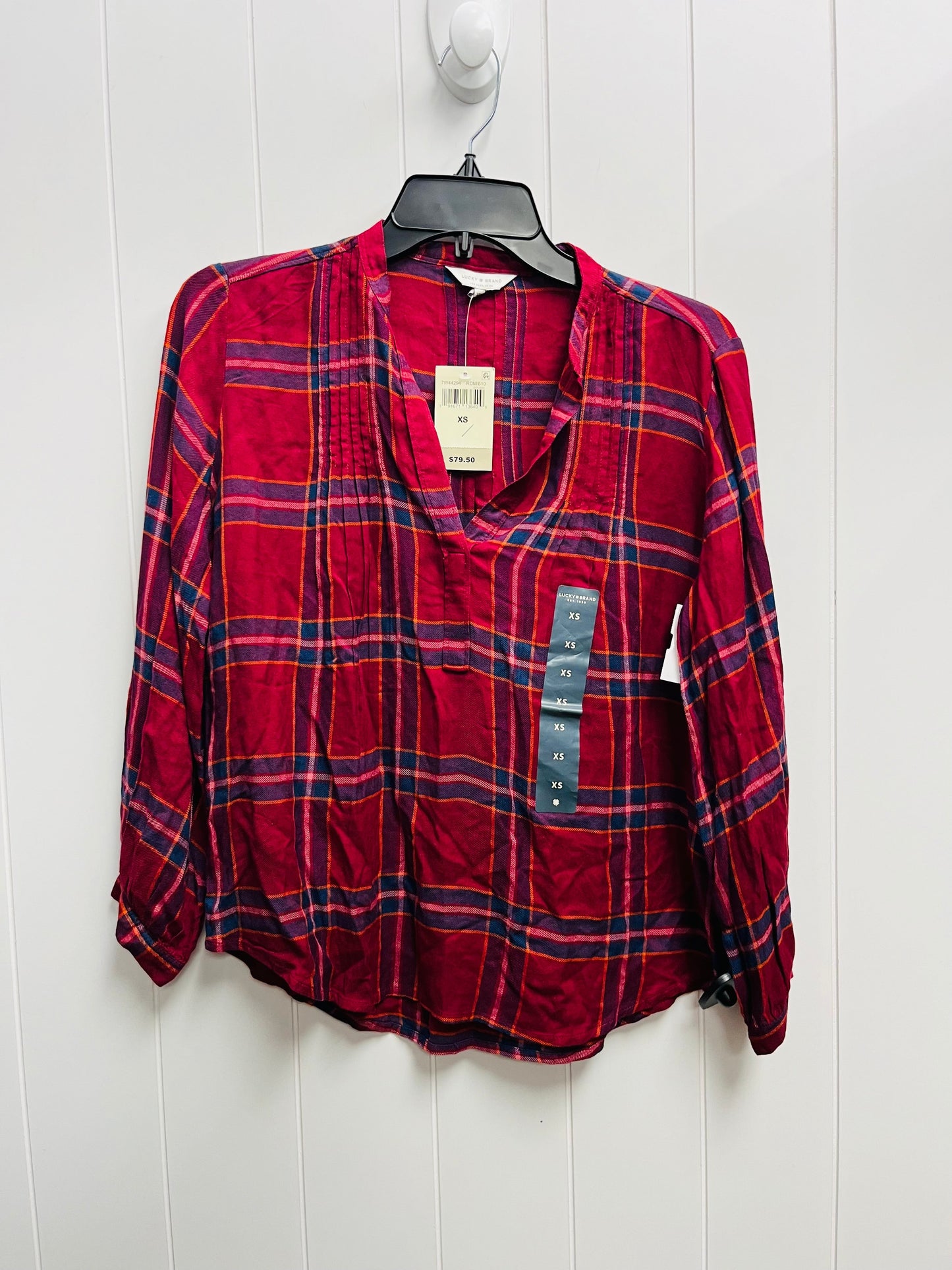 Top Long Sleeve By Lucky Brand In Blue & Red, Size: Xs