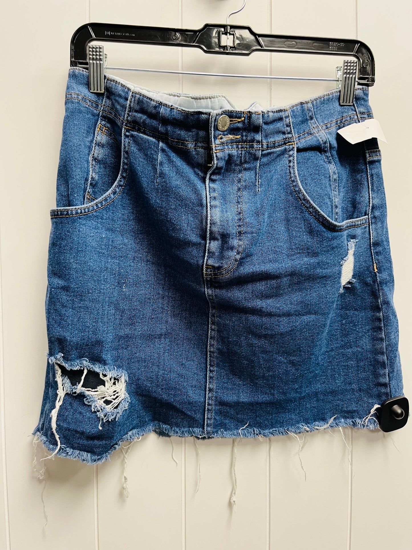 Skirt Mini & Short By Free People In Blue Denim, Size: 10