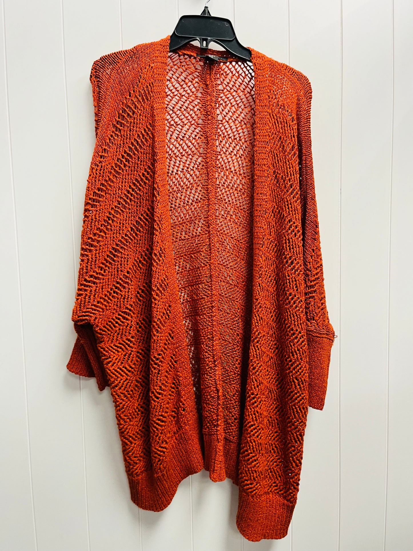 Sweater Cardigan By Tahari By Arthur Levine In Orange, Size: Xl