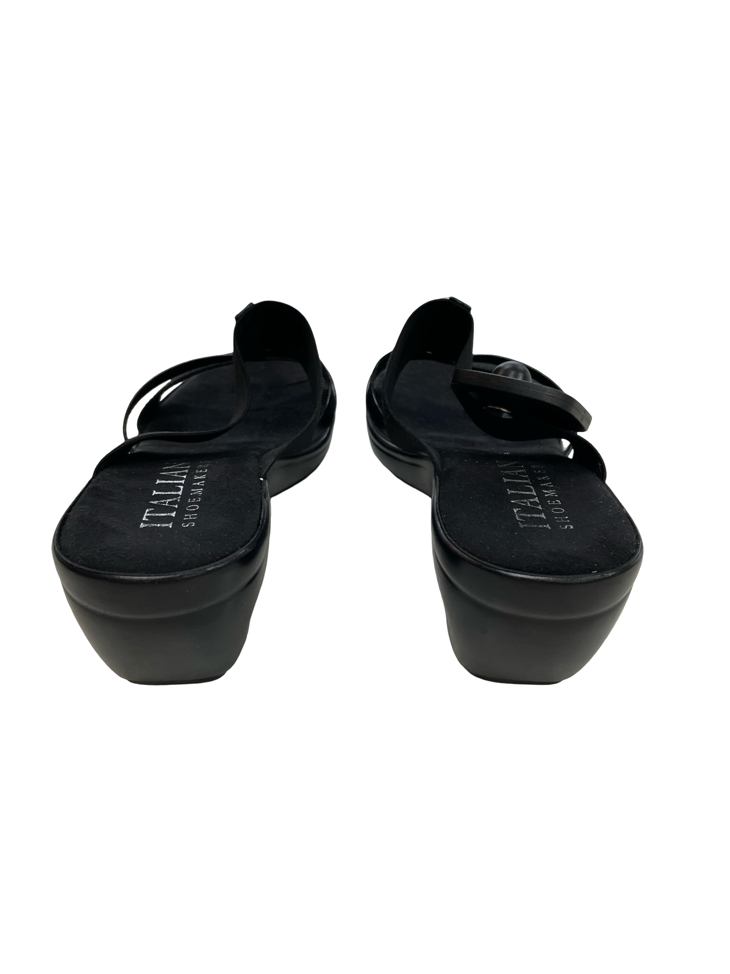 Sandals Heels Block By Italian Shoemakers In Black, Size:9