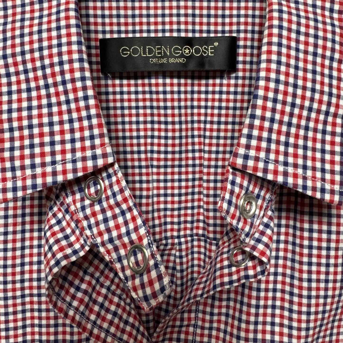 Top Long Sleeve Luxury Designer By Golden Goose In Checkered Pattern, Size: L