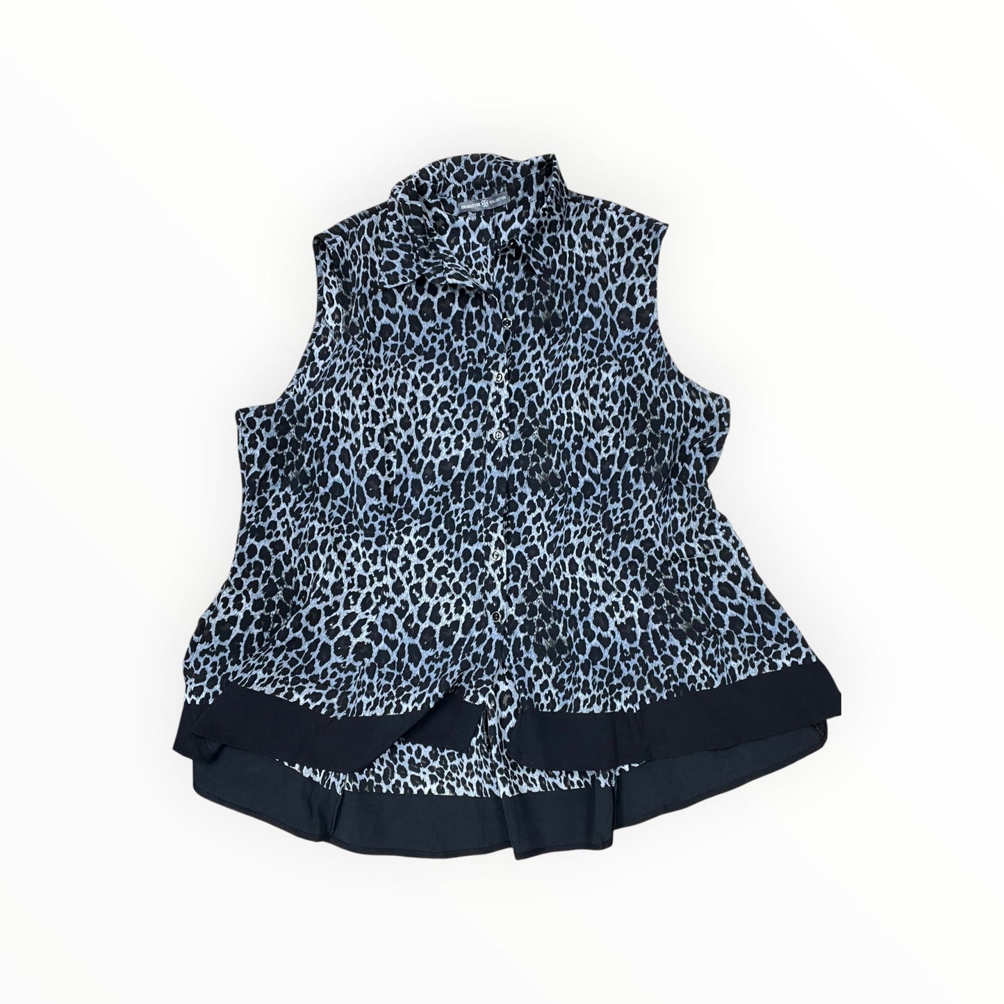 Blouse Ls By Signature Collection In Black & Grey, Size:2X