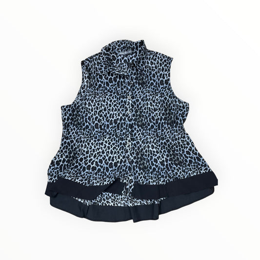 Blouse Ls By Signature Collection In Black & Grey, Size:2X