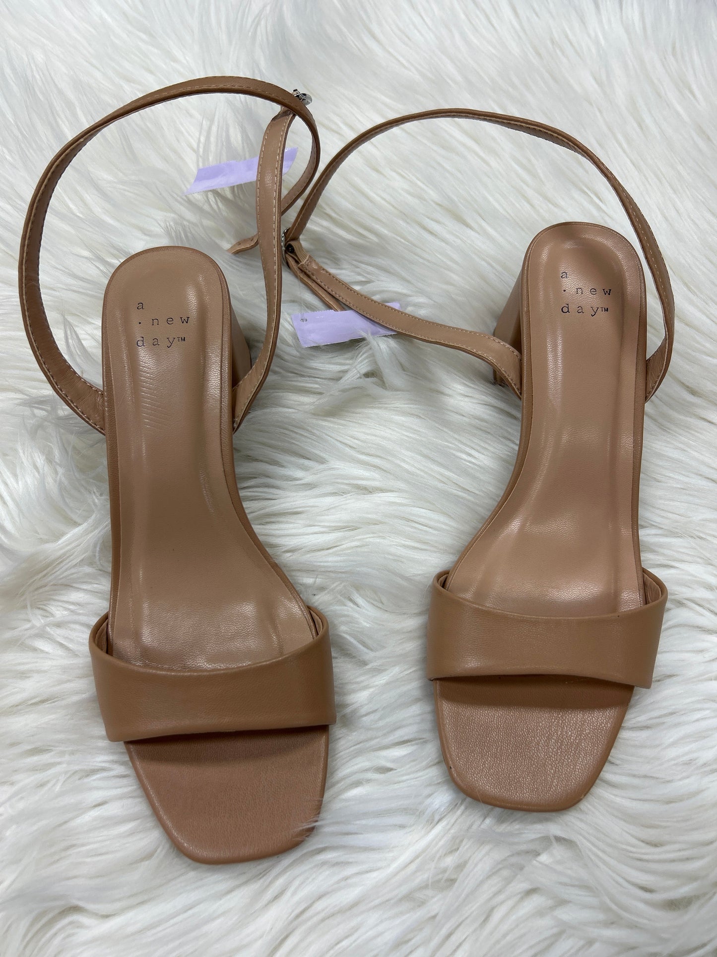 Sandals Heels Block By A New Day In Tan, Size:7.5