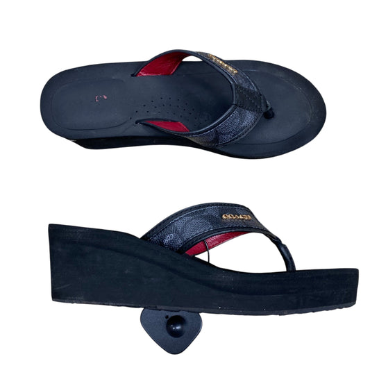 Sandals Designer By Coach In Black, Size:6.5