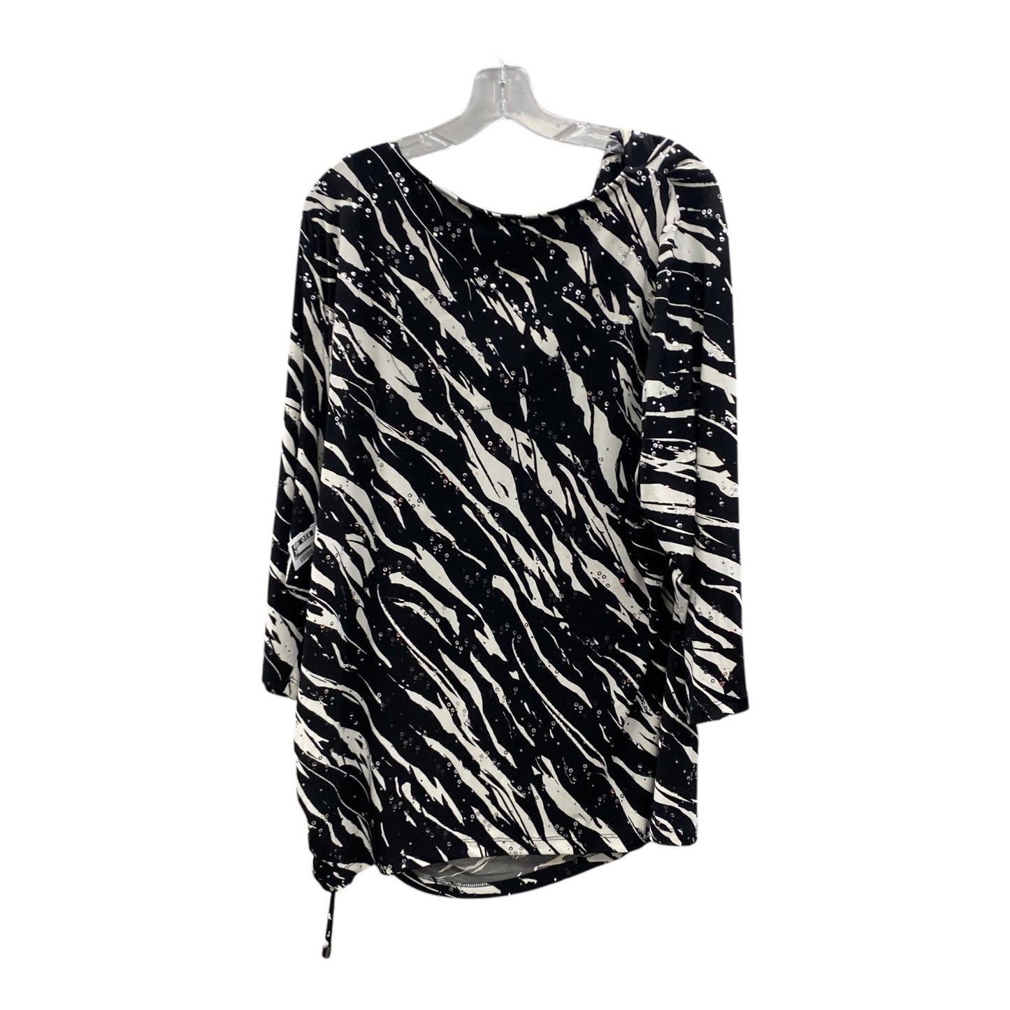 Top Ls By Jm Collections In Black & White, Size:3X