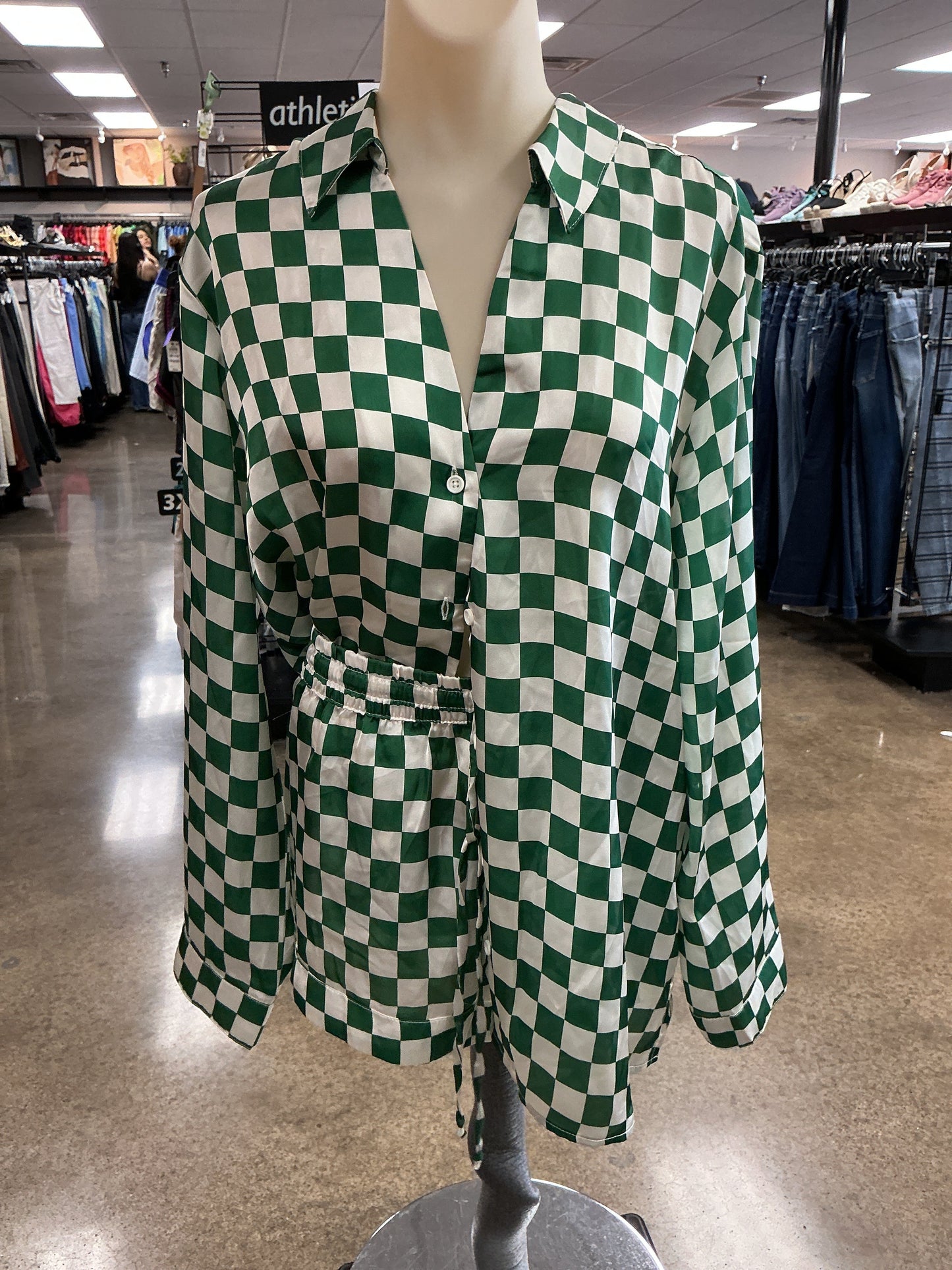 Shorts Set By Show Me Your Mumu In Green & White, Size:M
