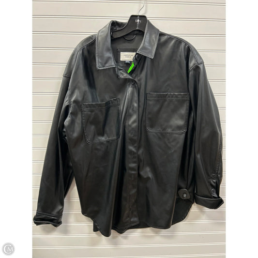 Jacket Leather By American Eagle In Black, Size: M