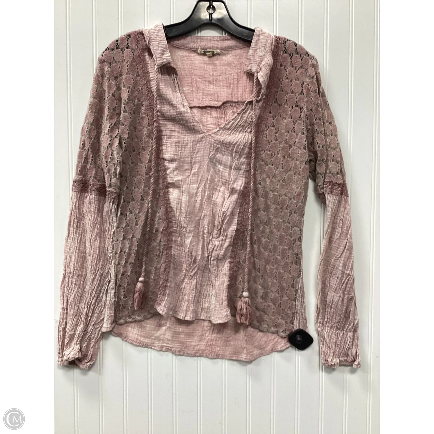 Top Long Sleeve By Gimmicks In Pink, Size: S
