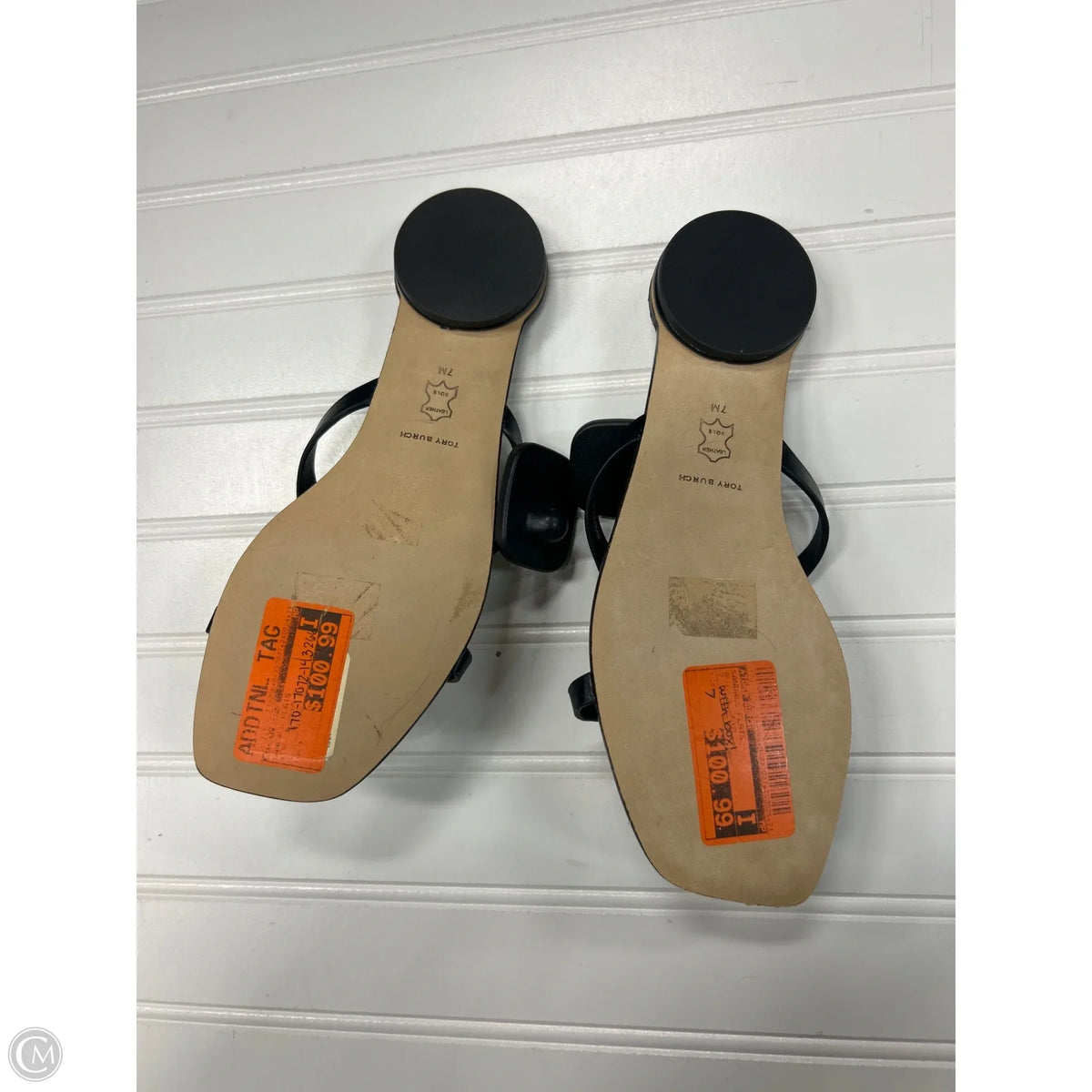 Sandals Flats By Tory Burch In Black & Cream, Size: 7