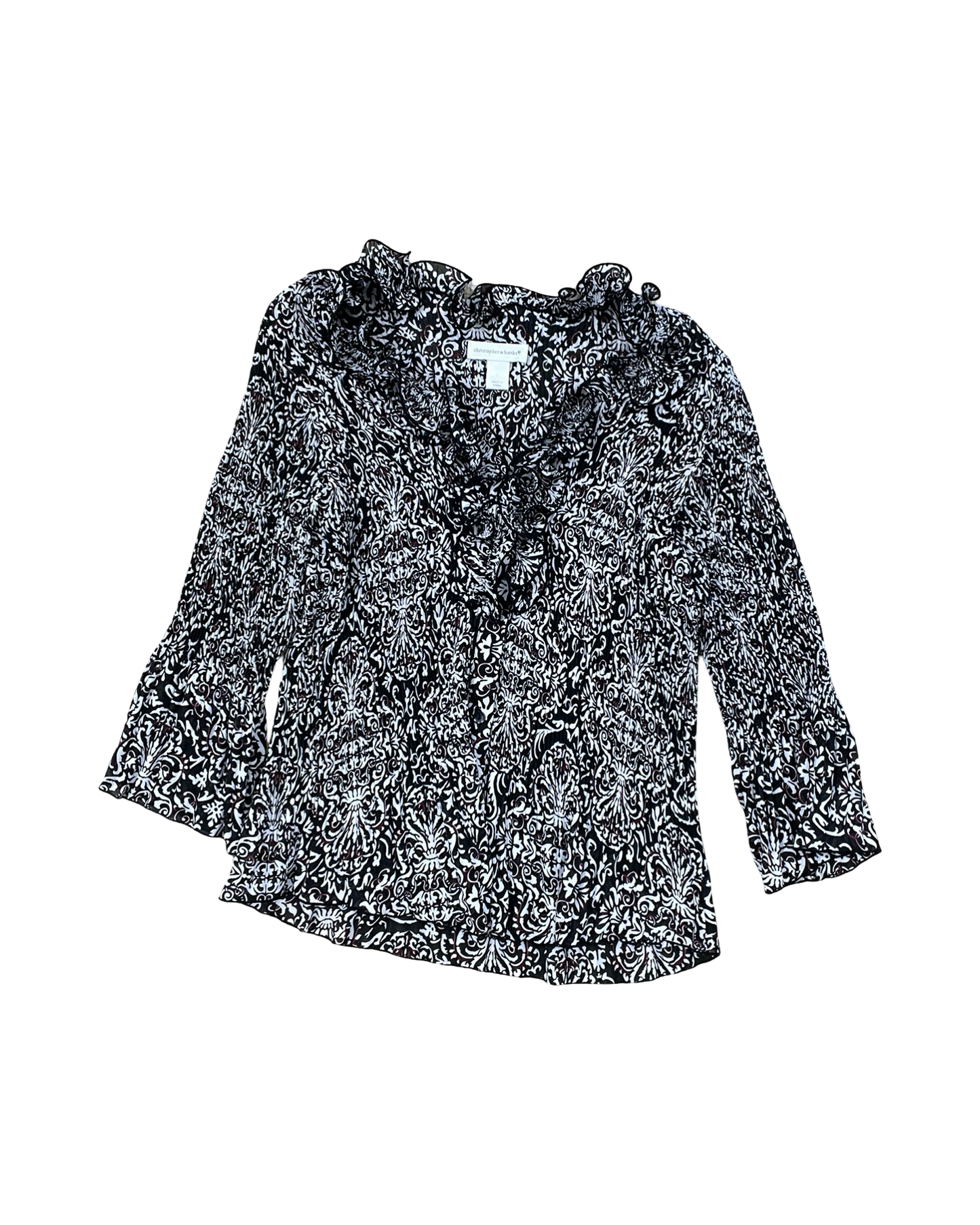 Blouse Ls By Christopher And Banks In Black & Red, Size:L