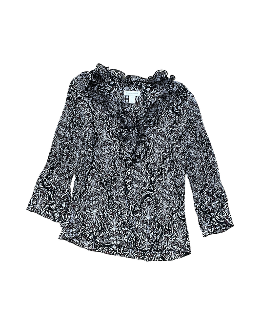 Blouse Ls By Christopher And Banks In Black & Red, Size:L