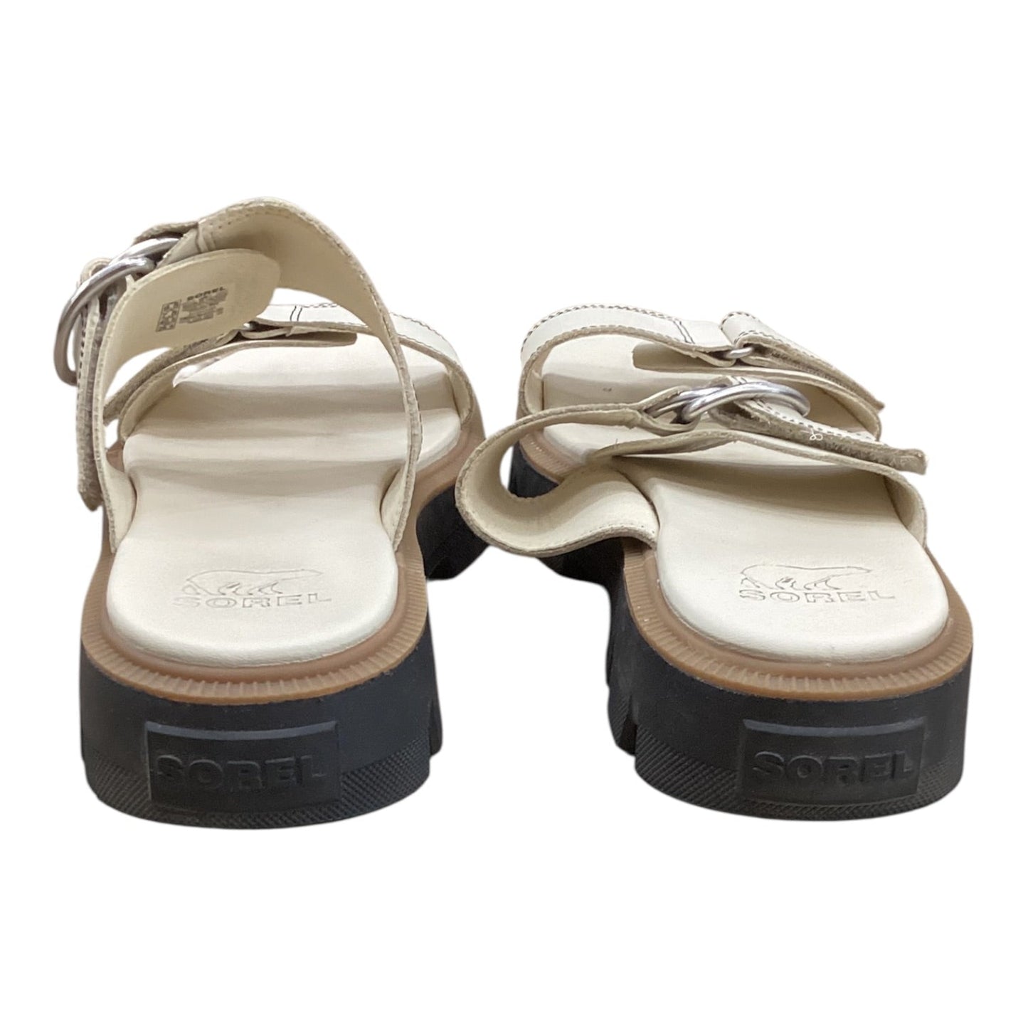 Sandals Heels Block By Sorel In Cream, Size:9.5