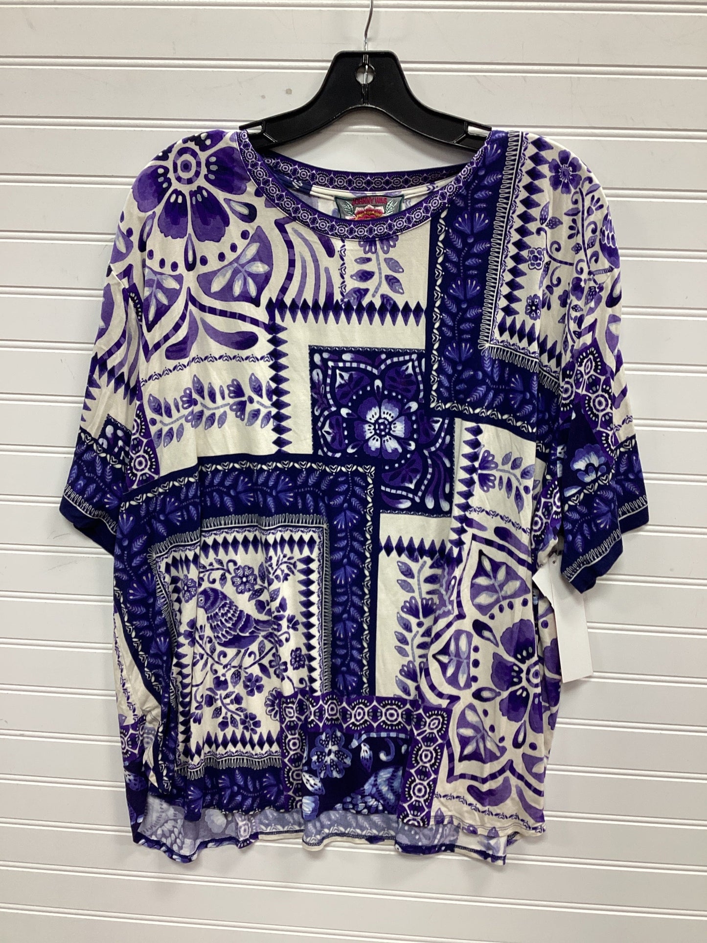 Top Ss By Johnny Was In Purple & White, Size:2X