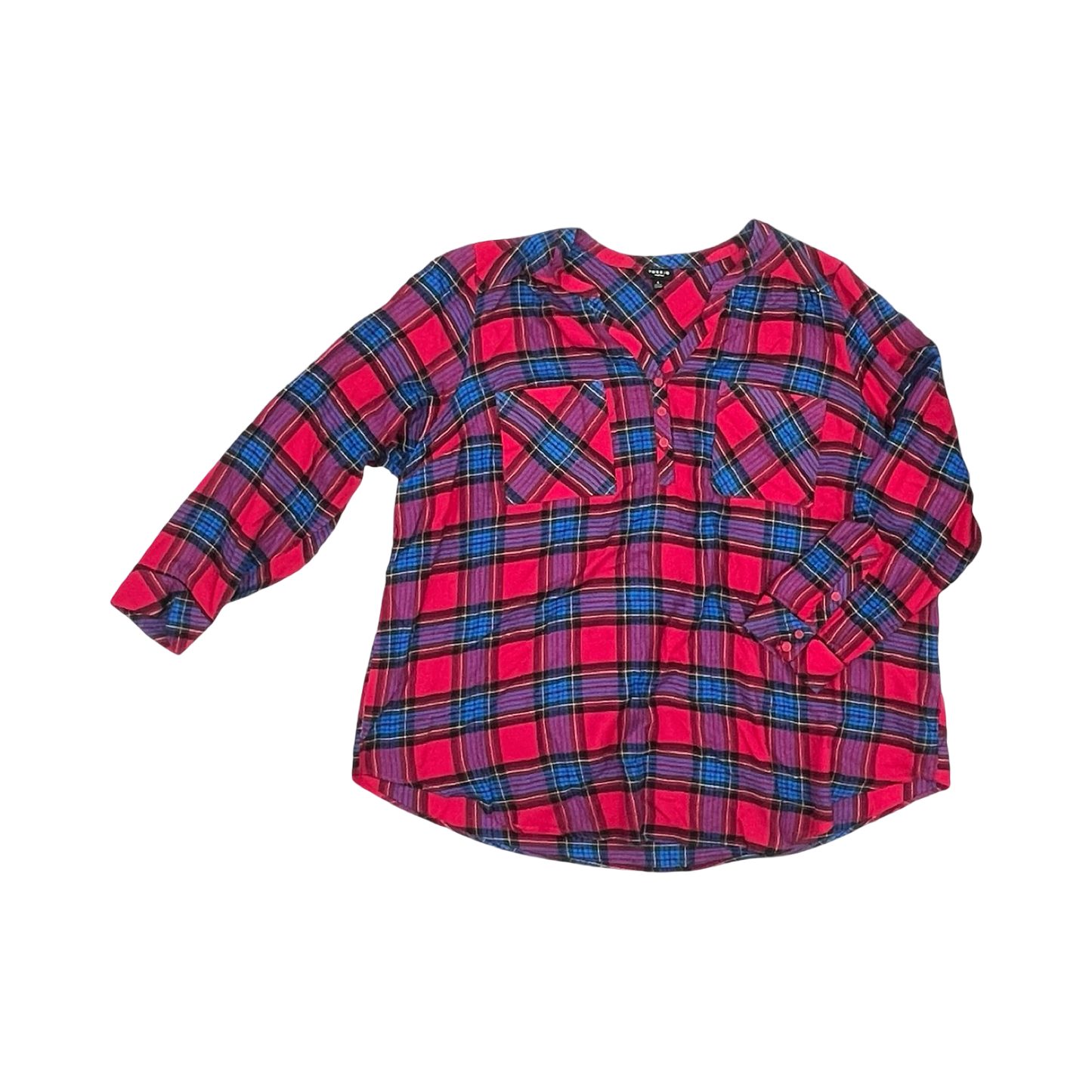 Blouse Ls By Torrid In Blue & Red, Size:4X