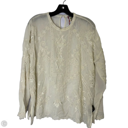 Blouse Long Sleeve By Johnny Was In Cream, Size: M