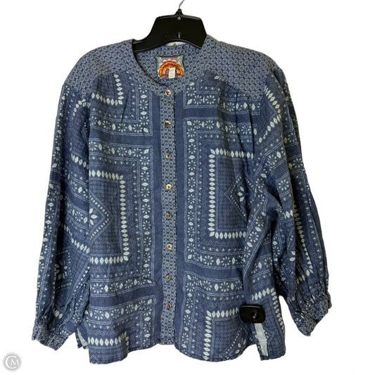 Top Long Sleeve By Johnny Was In Blue, Size: M